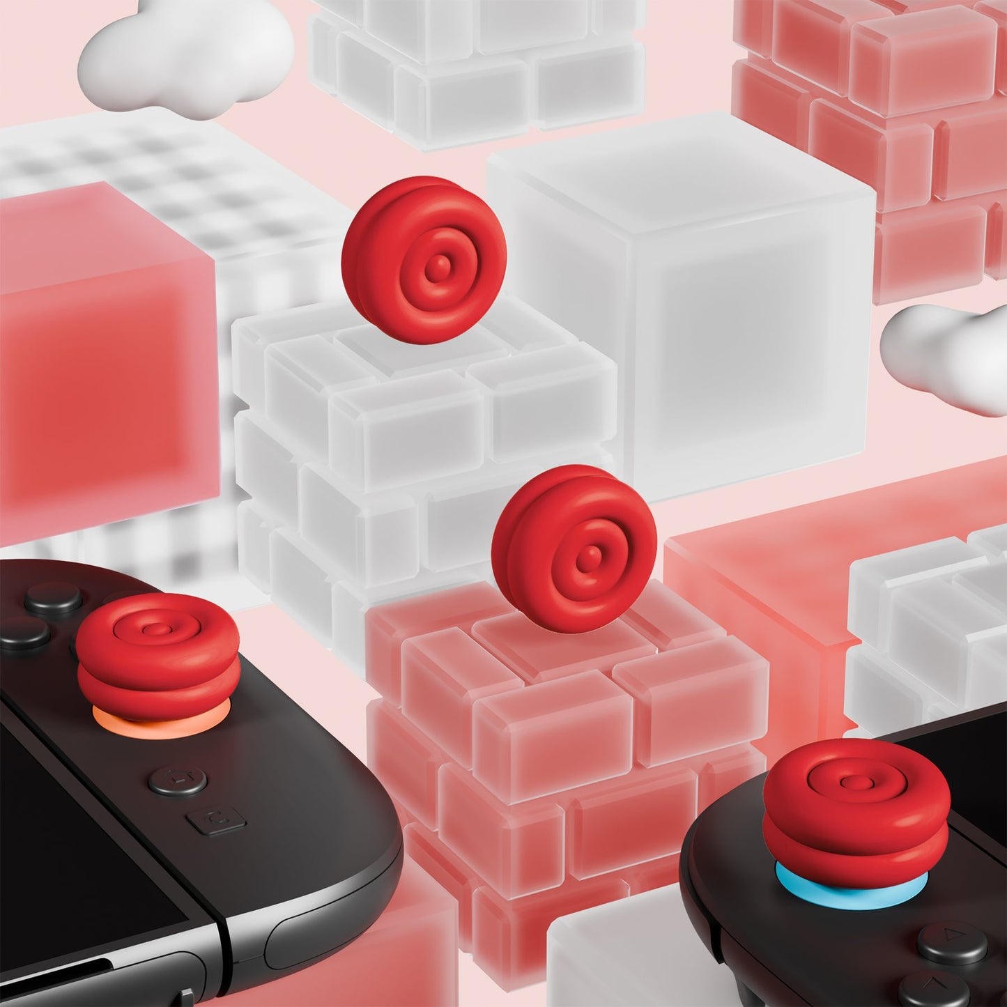 PlayVital Thumbs Cushion Grips Caps for Nintendo Switch 2 (2025), Joystick Caps for Joycon 2 - Passion Red PlayVital
