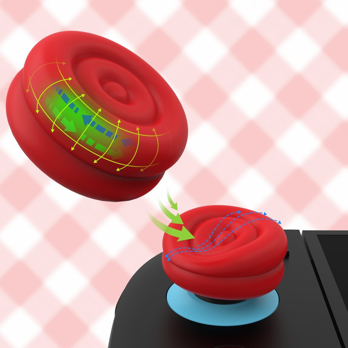 PlayVital Thumbs Cushion Grips Caps for Nintendo Switch 2 (2025), Joystick Caps for Joycon 2 - Passion Red PlayVital