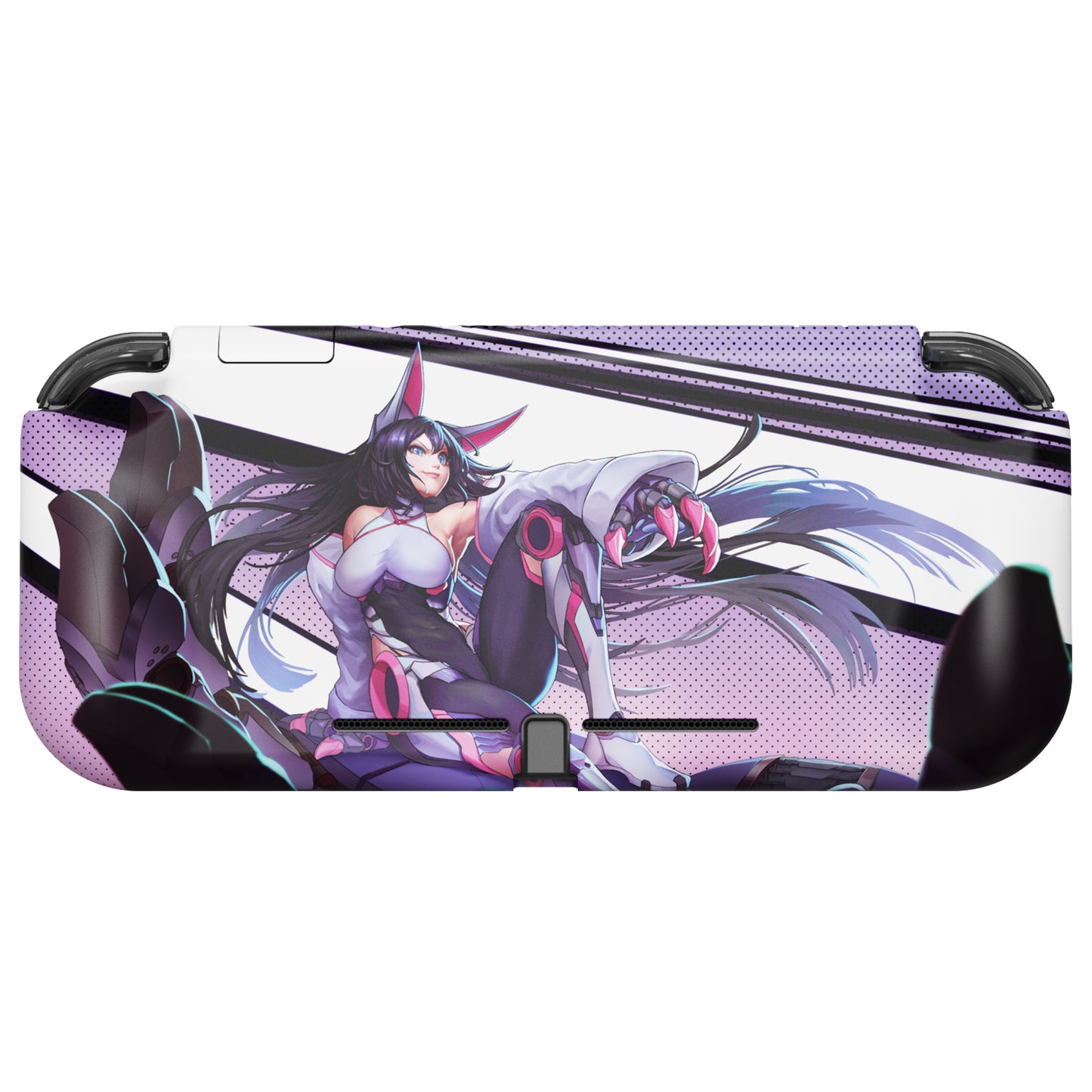 PlayVital ZealProtect Protective Case for Nintendo Switch Lite, Hard Shell Ergonomic Grip Cover for Nintendo Switch Lite w/Screen Protector & Thumb Grip Caps & Button Caps - Neko Mecha - PSLYR003 playvital