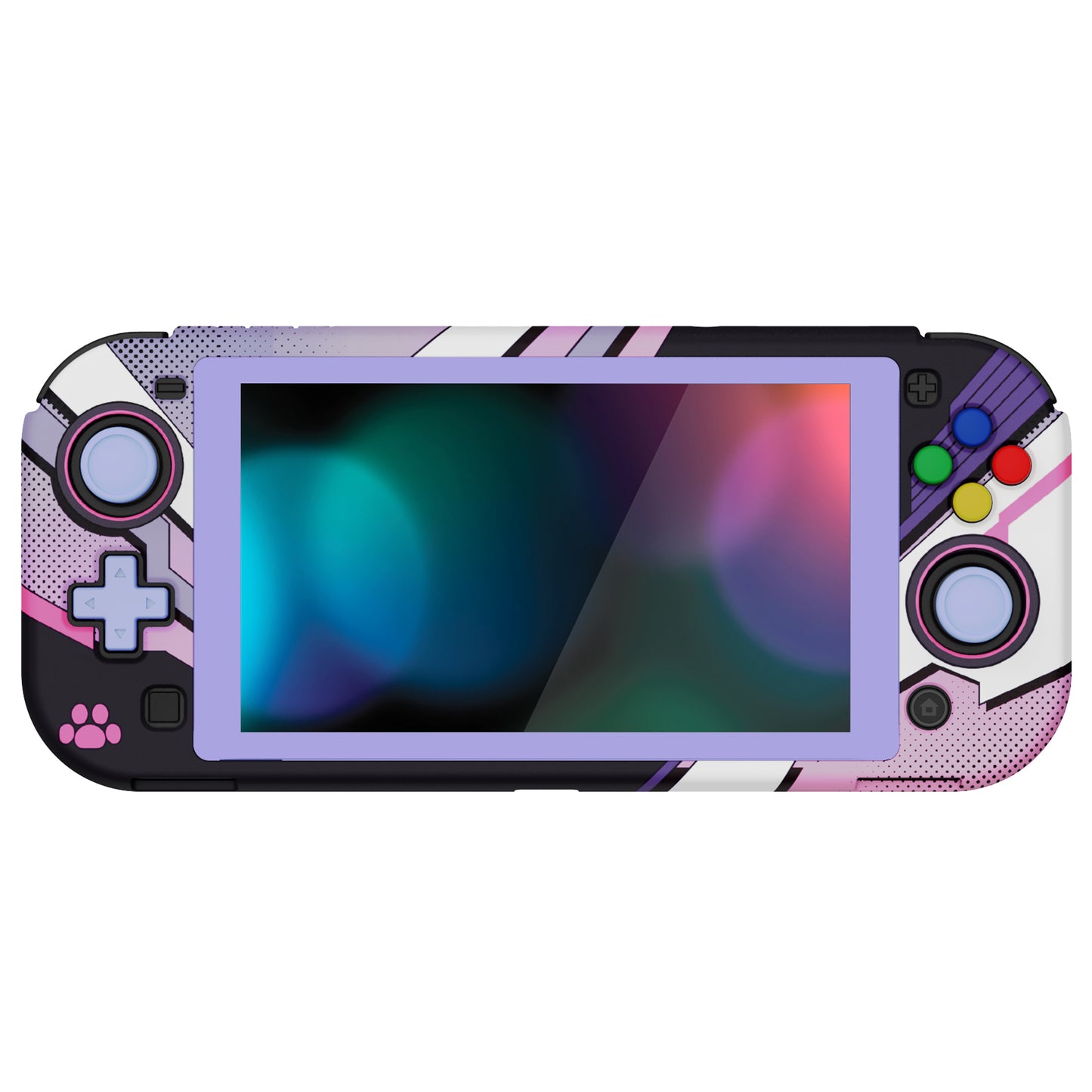 PlayVital ZealProtect Protective Case for Nintendo Switch Lite, Hard Shell Ergonomic Grip Cover for Nintendo Switch Lite w/Screen Protector & Thumb Grip Caps & Button Caps - Neko Mecha - PSLYR003 playvital