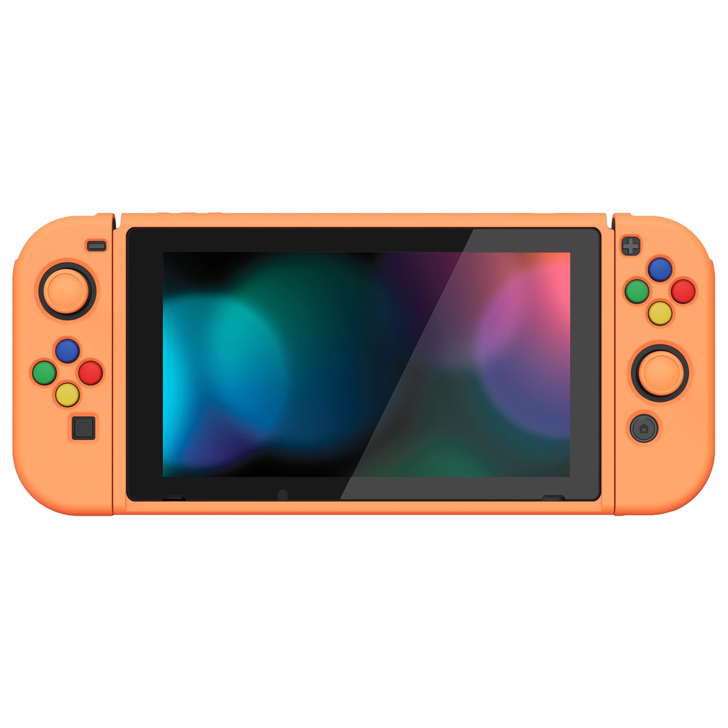 PlayVital ZealProtect Soft TPU Slim Protective Case with Tempered Glass Screen Protector & Thumb Grips & ABXY Direction Button Caps for Nintendo Switch - Apricot Yellow