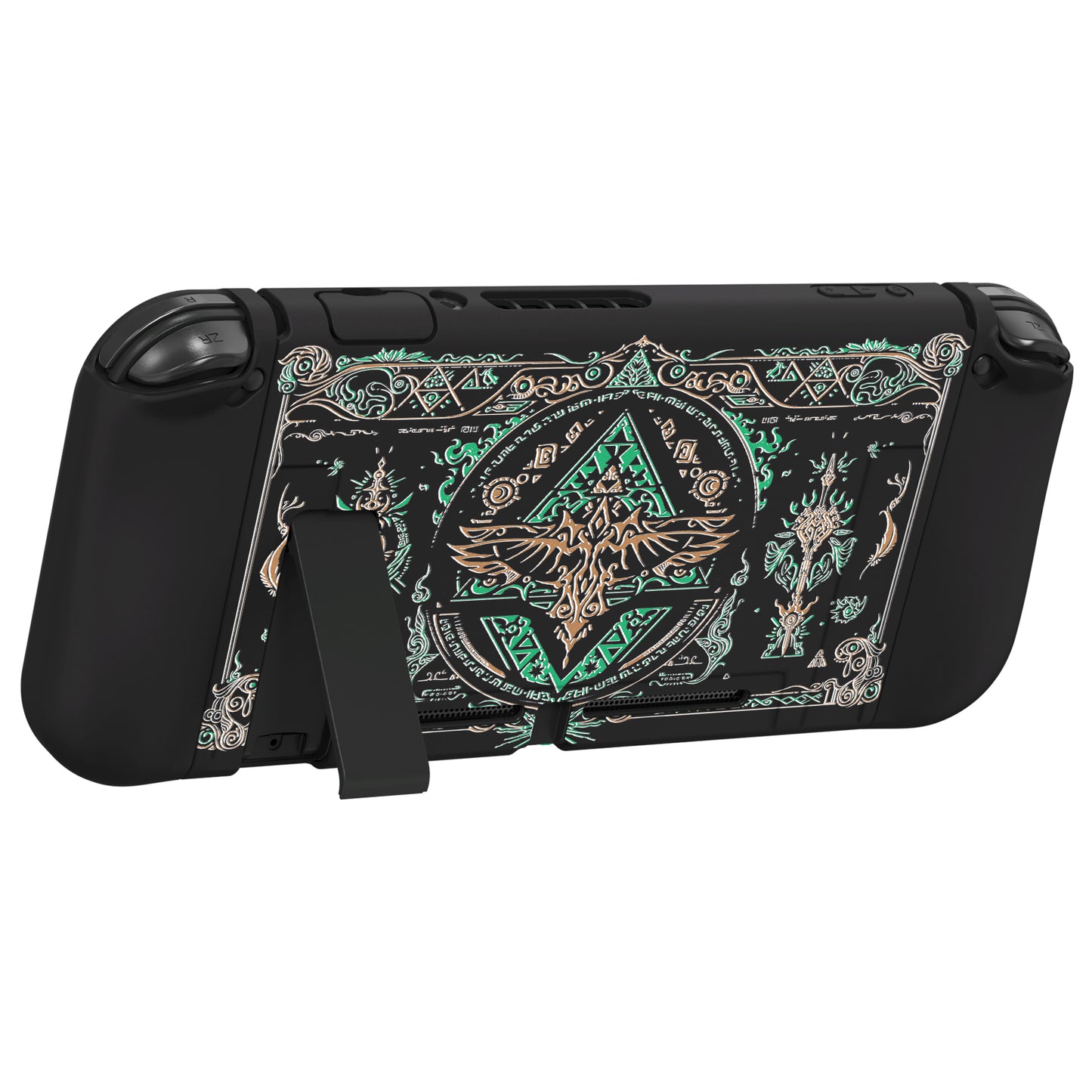 PlayVital ZealProtect Soft Protective Case for Nintendo Switch, Flexible Cover for Switch with Tempered Glass Screen Protector & Thumb Grips & ABXY Direction Button Caps - Totem of Kingdom - RNSYV6038 playvital
