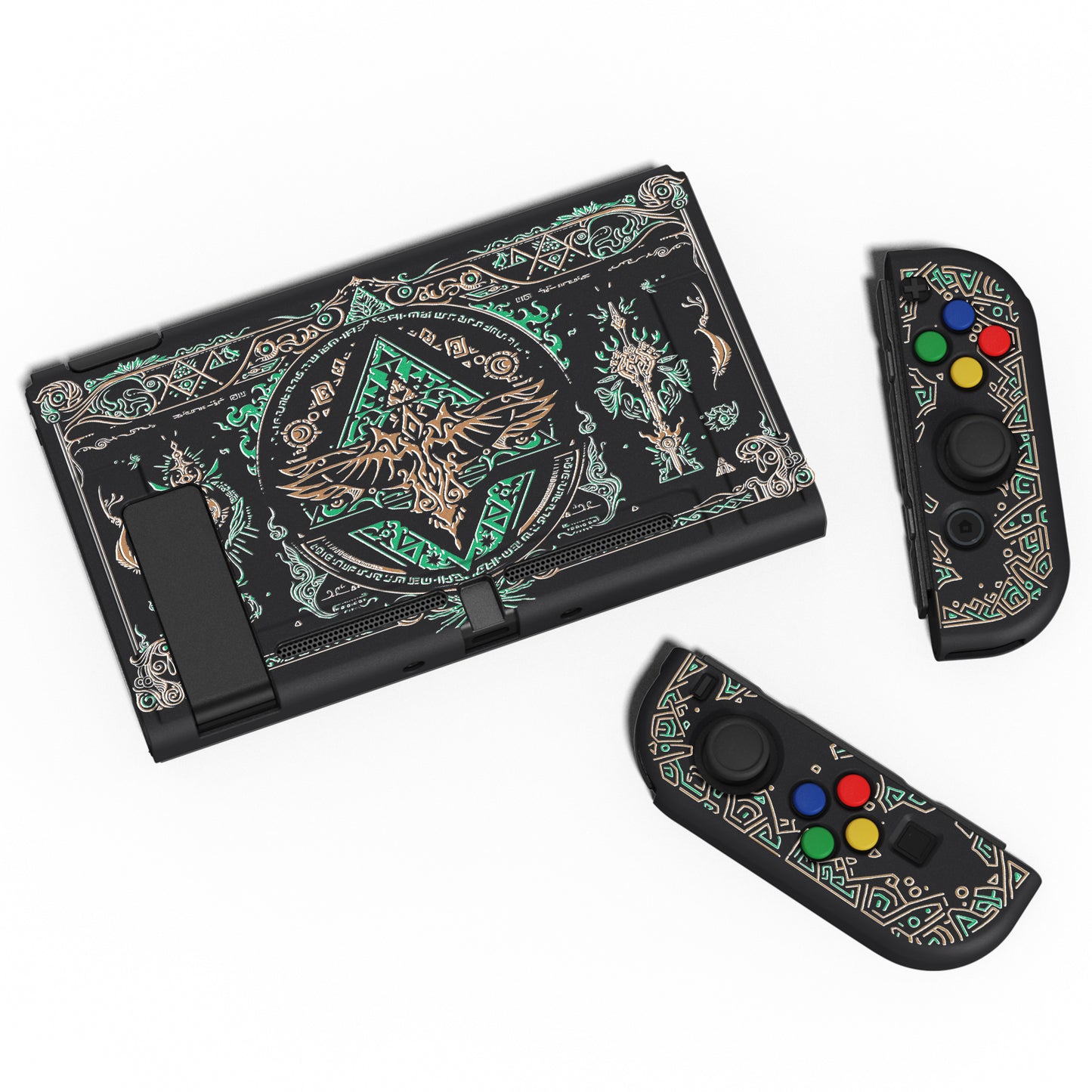 PlayVital ZealProtect Soft Protective Case for Nintendo Switch, Flexible Cover for Switch with Tempered Glass Screen Protector & Thumb Grips & ABXY Direction Button Caps - Totem of Kingdom - RNSYV6038 playvital