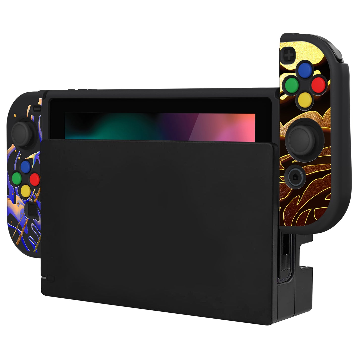 PlayVital ZealProtect Soft Protective Case for Nintendo Switch, Flexible Cover for Switch with Tempered Glass Screen Protector & Thumb Grips & ABXY Direction Button Caps - Tiger Tarot - RNSYV6042 playvital