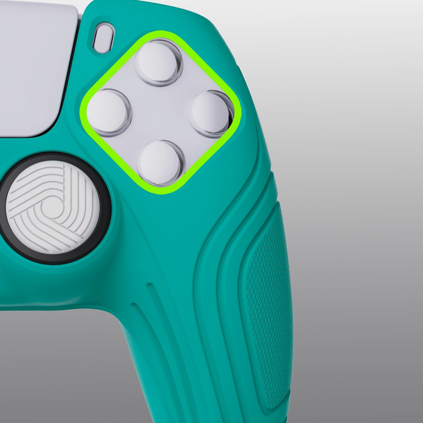 PlayVital Samurai Edition Aqua Green Anti-slip Controller Grip Silicone Skin, Ergonomic Soft Rubber Protective Case Cover for PlayStation 5 PS5 Controller with Black Thumb Stick Caps - BWPF010 PlayVital