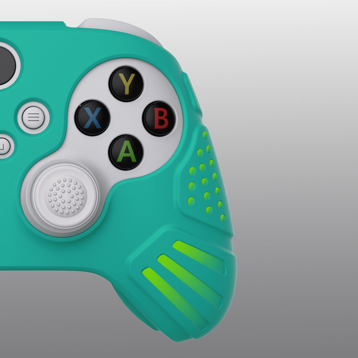 PlayVital Guardian Edition Aqua Green Ergonomic Soft Anti-slip Controller Silicone Case Cover, Rubber Protector Skins with Black Joystick Caps for Xbox Series S and Xbox Series X Controller - HCX3010 PlayVital