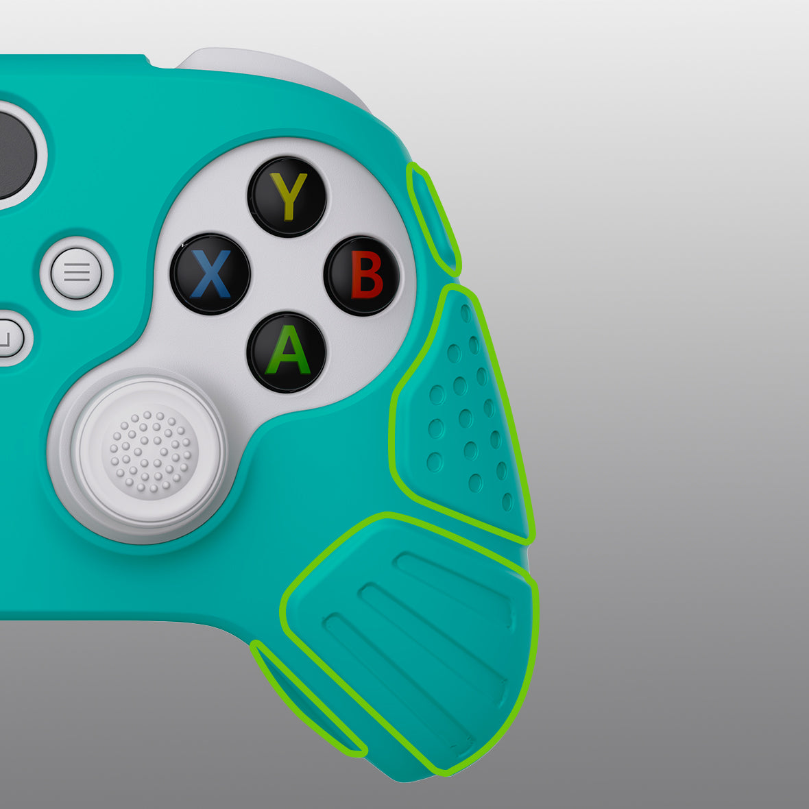 PlayVital Guardian Edition Aqua Green Ergonomic Soft Anti-slip Controller Silicone Case Cover, Rubber Protector Skins with Black Joystick Caps for Xbox Series S and Xbox Series X Controller - HCX3010 PlayVital