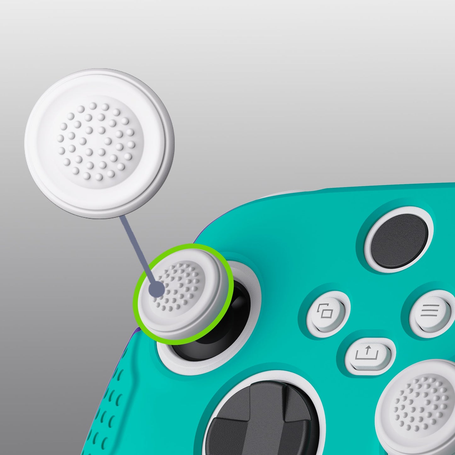 PlayVital Guardian Edition Aqua Green Ergonomic Soft Anti-slip Controller Silicone Case Cover, Rubber Protector Skins with Black Joystick Caps for Xbox Series S and Xbox Series X Controller - HCX3010 PlayVital
