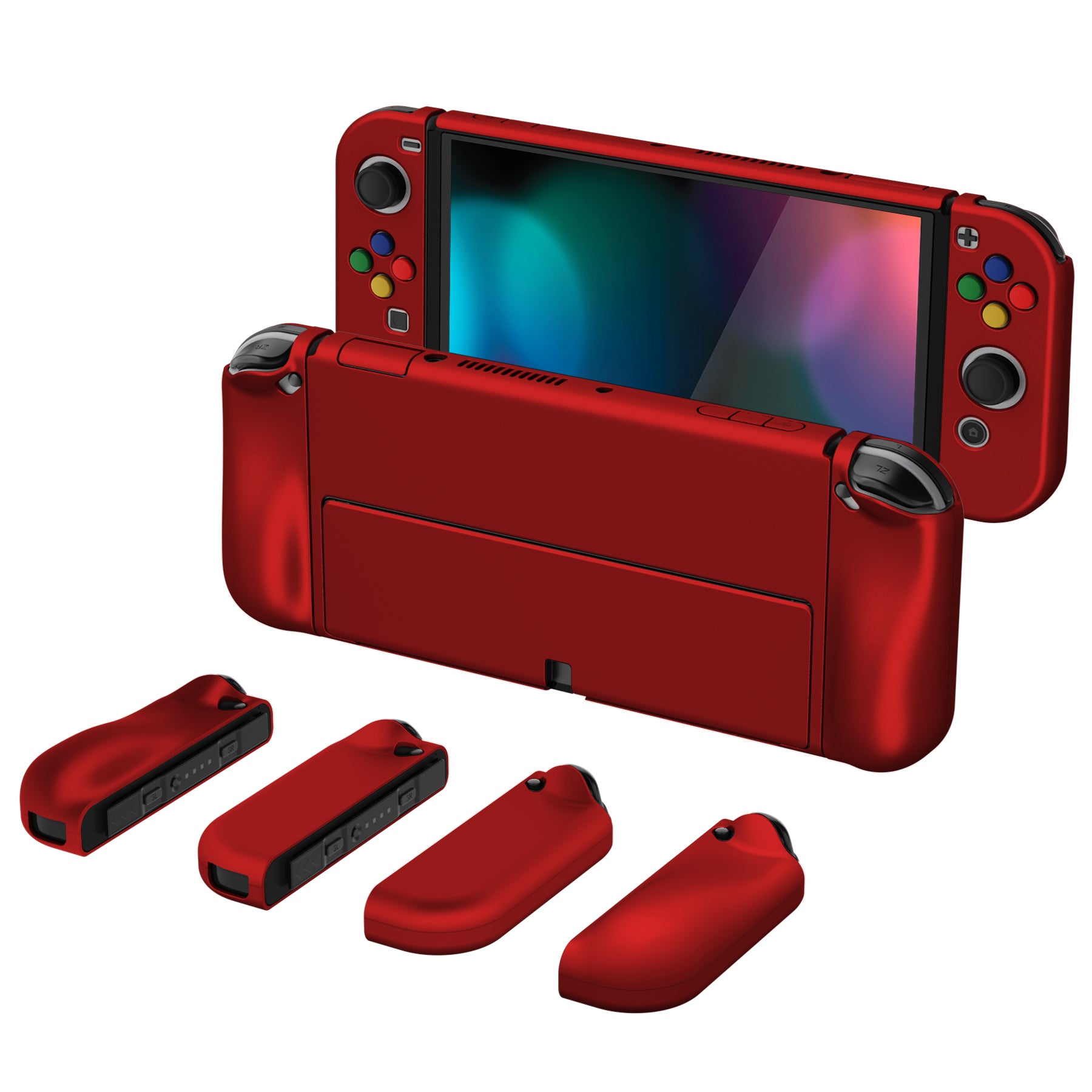PlayVital AlterGrips Protective Slim Case for Nintendo Switch OLED,  Ergonomic Grip Cover for Joycon, Dockable Hard Shell for Switch OLED with  Thumb