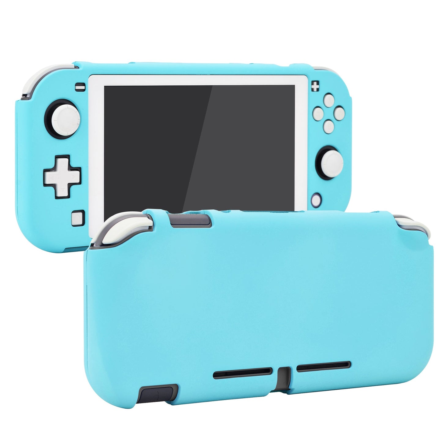 PlayVital Soft Touch Heaven Blue Customized Protective Grip Case for Nintendo Switch Lite, Hard Cover Protector for Nintendo Switch Lite - 1 x White Border Tempered Glass Screen Protector Included - LTP313 PlayVital