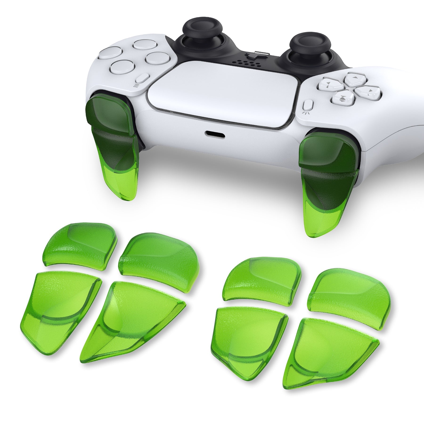 PlayVital Clear Green 2 Pair Shoulder Buttons Extension Triggers