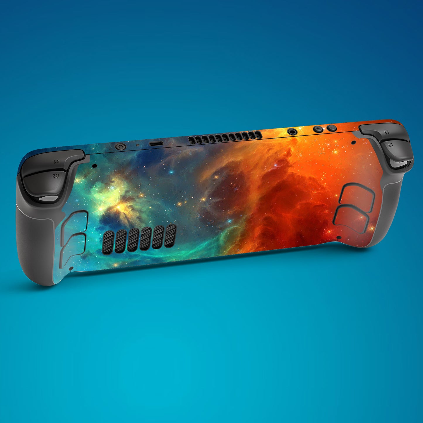 PlayVital Full Set Protective Skin Decal for Steam Deck, Custom Stickers Vinyl Cover for Steam Deck Handheld Gaming PC - Orange Star Universe - SDTM001 playvital