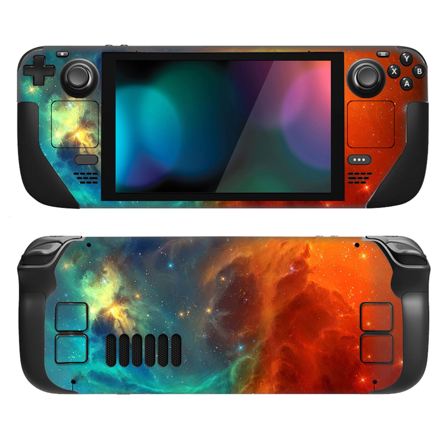 PlayVital Full Set Protective Skin Decal for Steam Deck, Custom Stickers Vinyl Cover for Steam Deck Handheld Gaming PC - Orange Star Universe - SDTM001 playvital