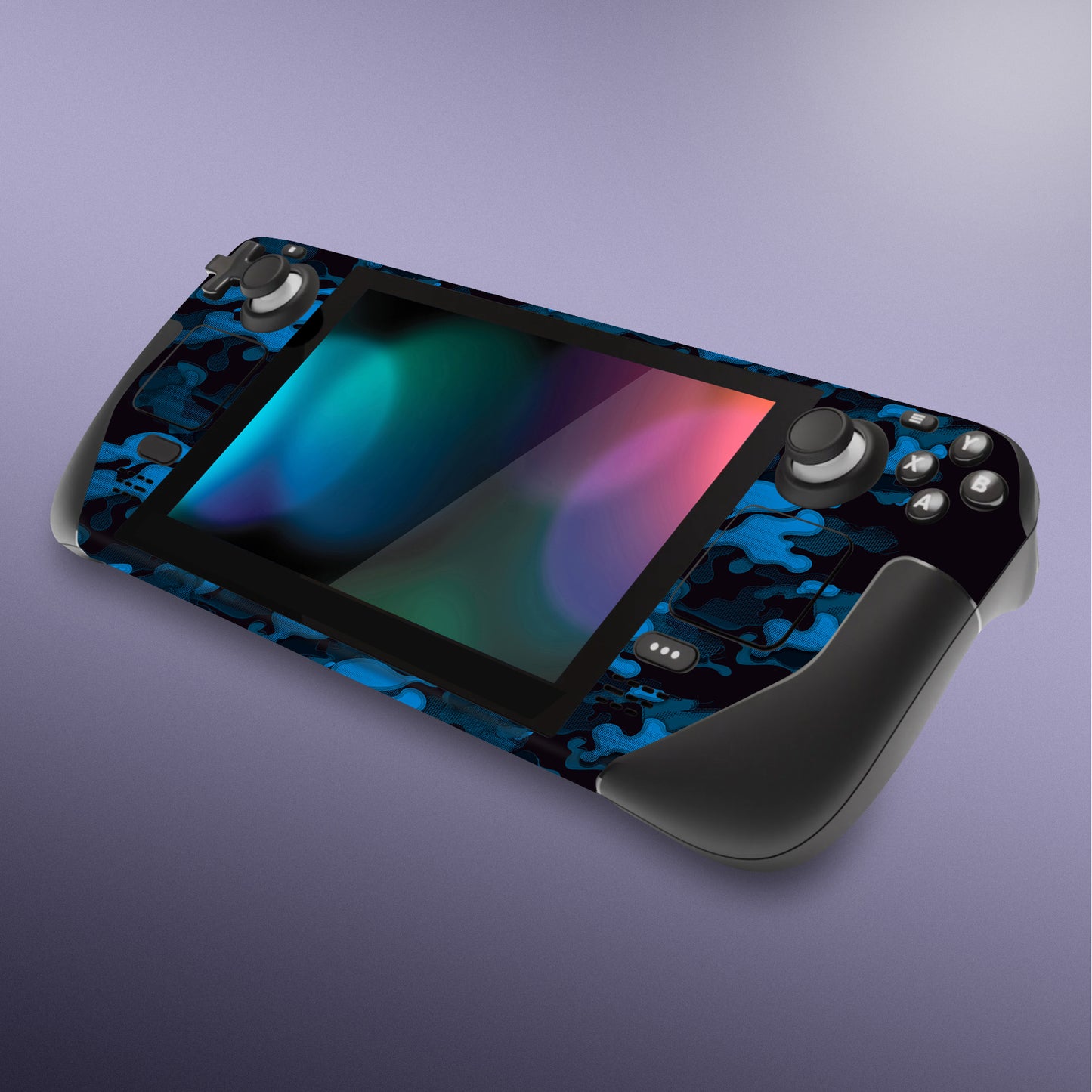 PlayVital Full Set Protective Skin Decal for Steam Deck, Custom Stickers Vinyl Cover for Steam Deck Handheld Gaming PC - Black Blue Camouflage - SDTM013 playvital