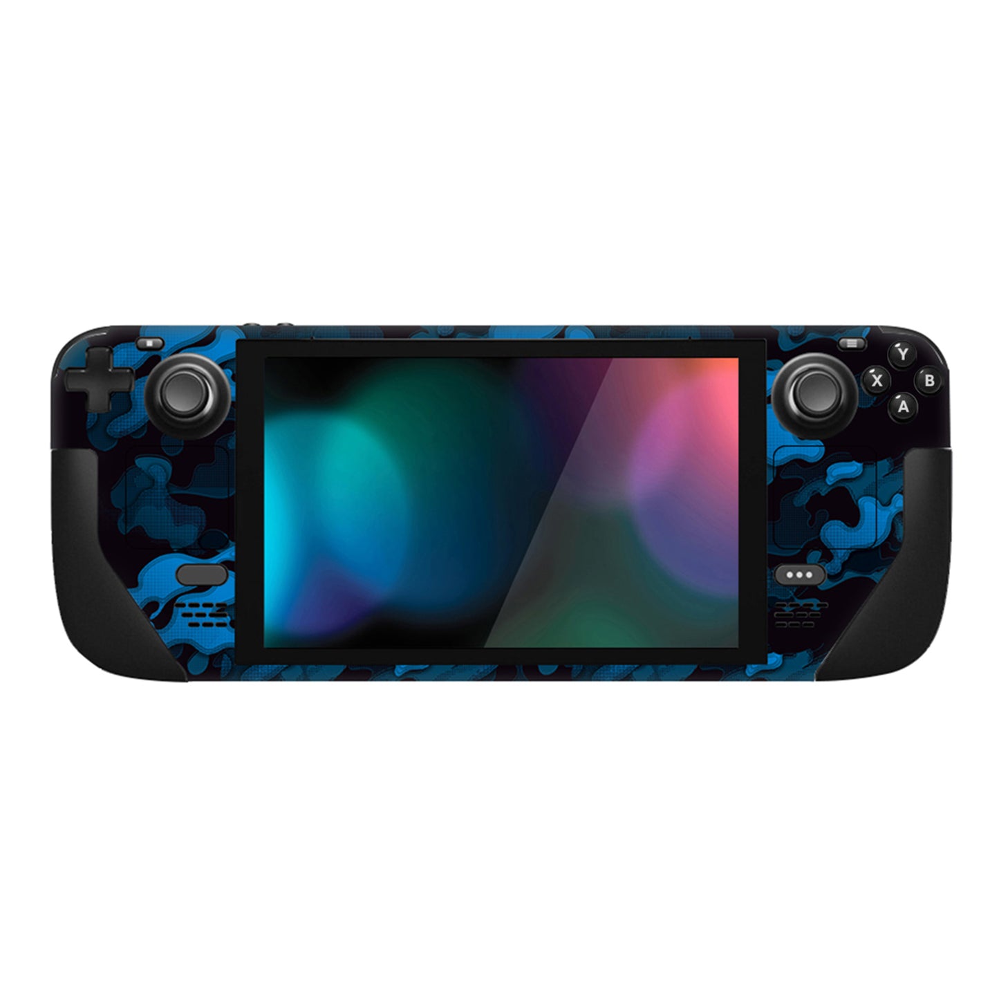 PlayVital Full Set Protective Skin Decal for Steam Deck, Custom Stickers Vinyl Cover for Steam Deck Handheld Gaming PC - Black Blue Camouflage - SDTM013 playvital