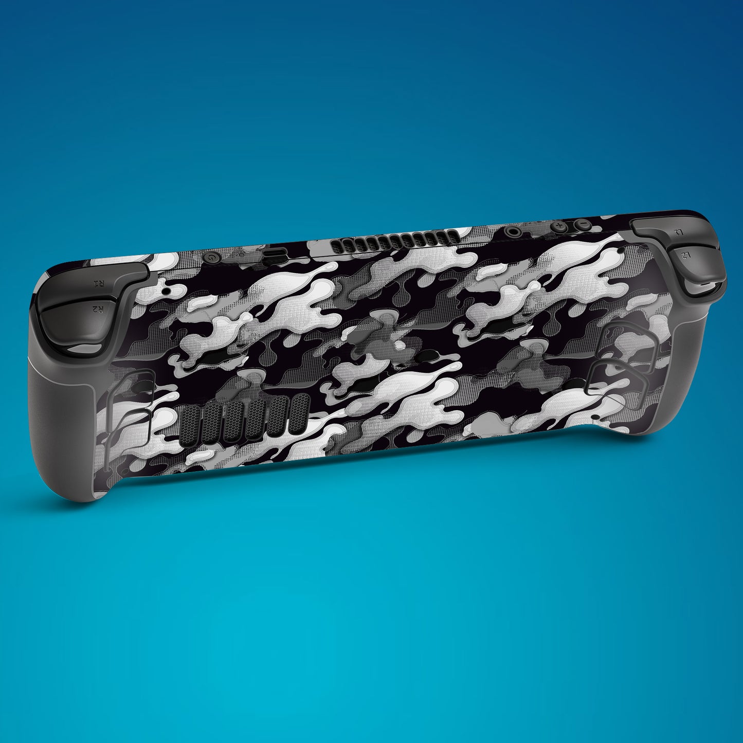 PlayVital Full Set Protective Skin Decal for Steam Deck, Custom Stickers Vinyl Cover for Steam Deck Handheld Gaming PC - Black White Camouflage - SDTM014 playvital