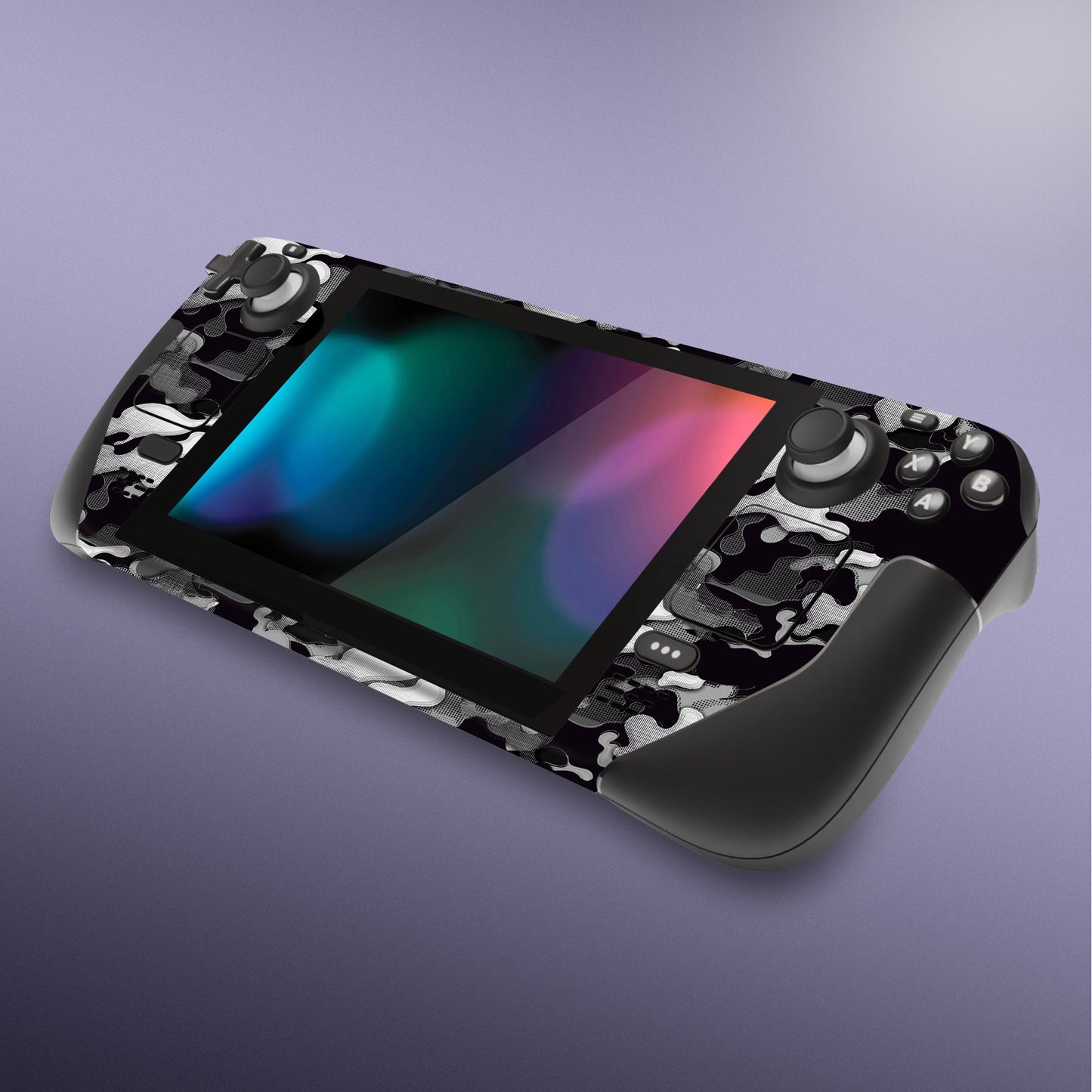 PlayVital Full Set Protective Skin Decal for Steam Deck, Custom Stickers Vinyl Cover for Steam Deck Handheld Gaming PC - Black White Camouflage - SDTM014 playvital