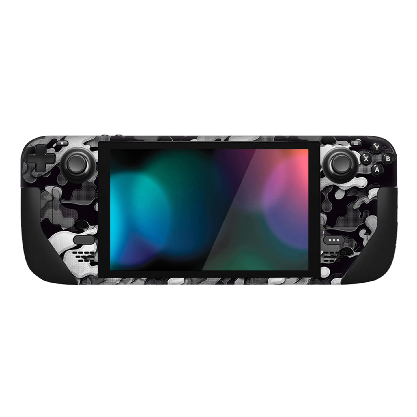 PlayVital Full Set Protective Skin Decal for Steam Deck, Custom Stickers Vinyl Cover for Steam Deck Handheld Gaming PC - Black White Camouflage - SDTM014 playvital