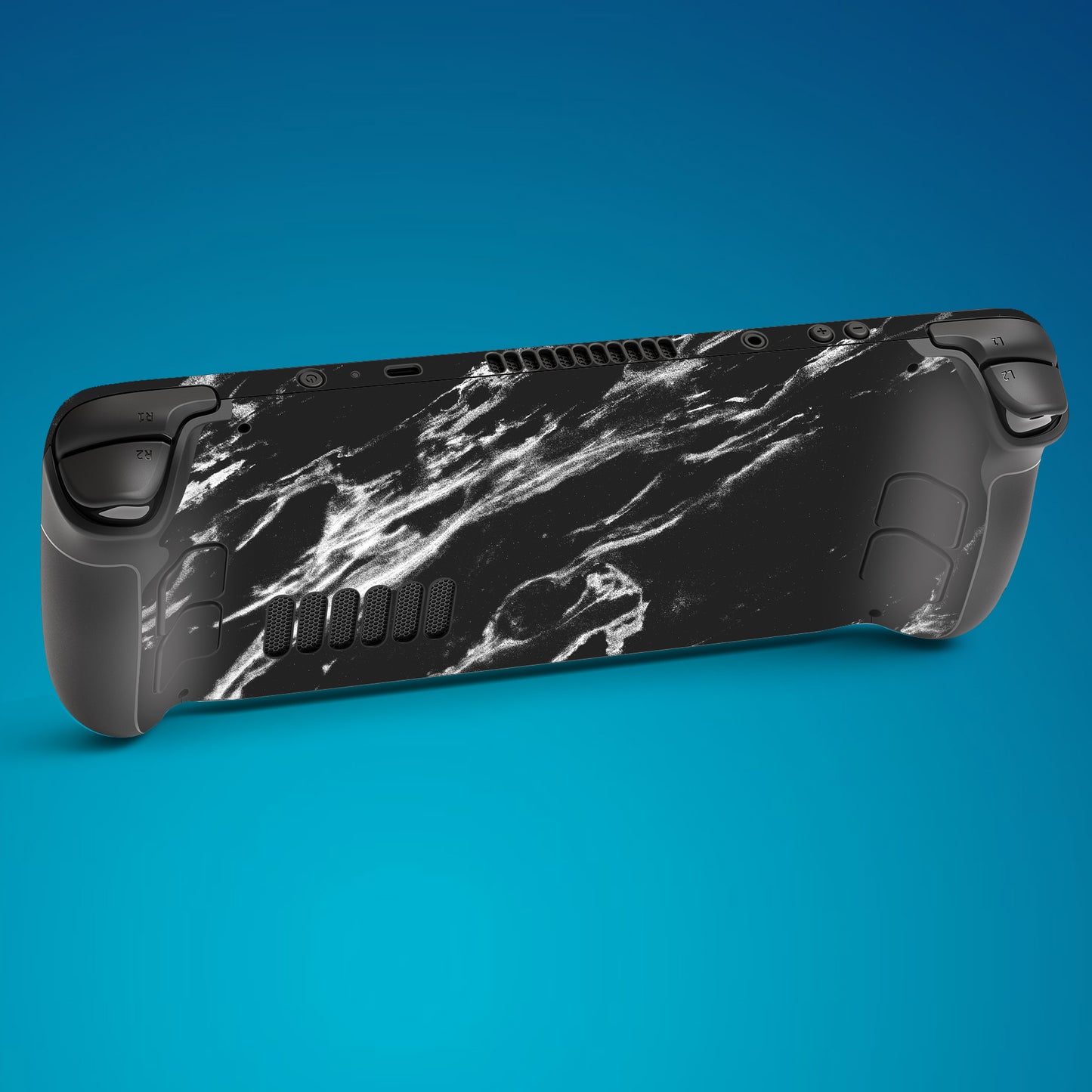 PlayVital Full Set Protective Skin Decal for Steam Deck, Custom Stickers Vinyl Cover for Steam Deck Handheld Gaming PC - Modern Black Marble - SDTM029 playvital