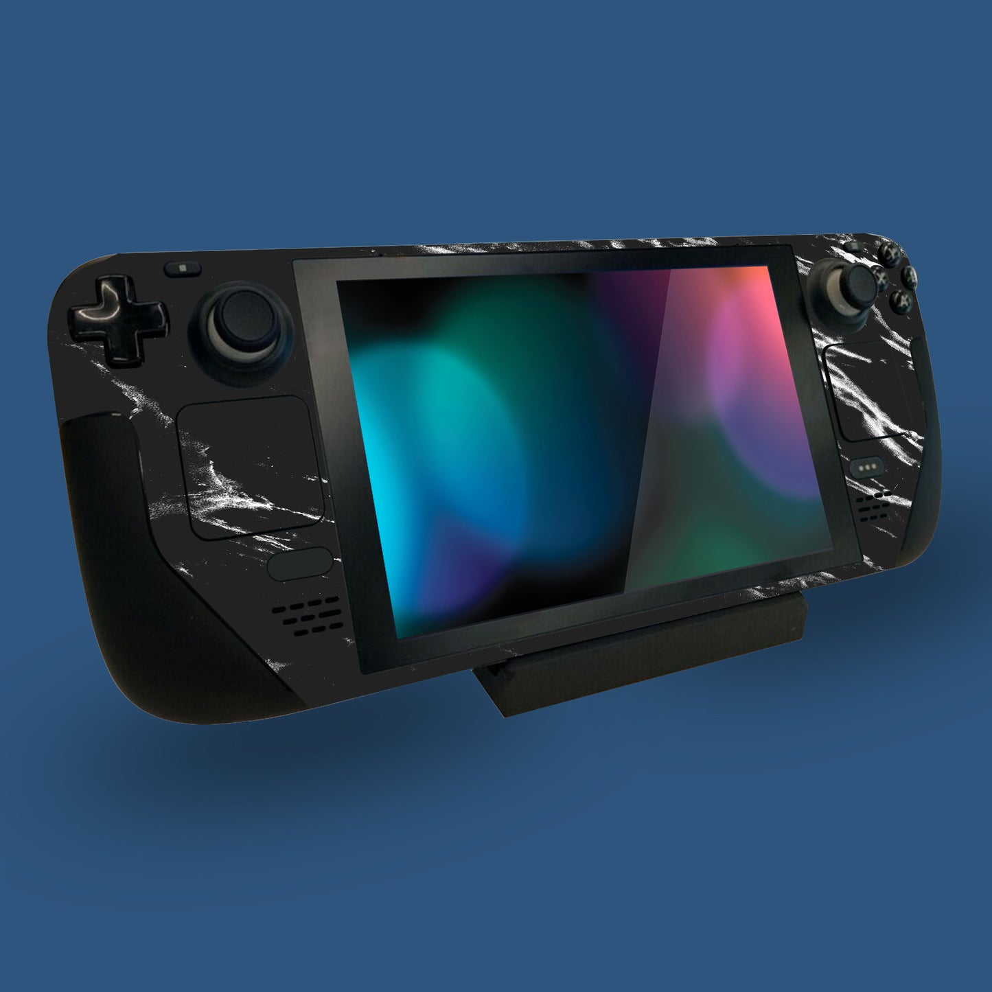PlayVital Full Set Protective Skin Decal for Steam Deck, Custom Stickers Vinyl Cover for Steam Deck Handheld Gaming PC - Modern Black Marble - SDTM029 playvital