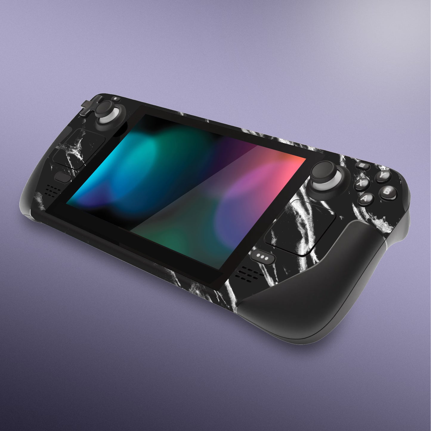 PlayVital Full Set Protective Skin Decal for Steam Deck, Custom Stickers Vinyl Cover for Steam Deck Handheld Gaming PC - Modern Black Marble - SDTM029 playvital