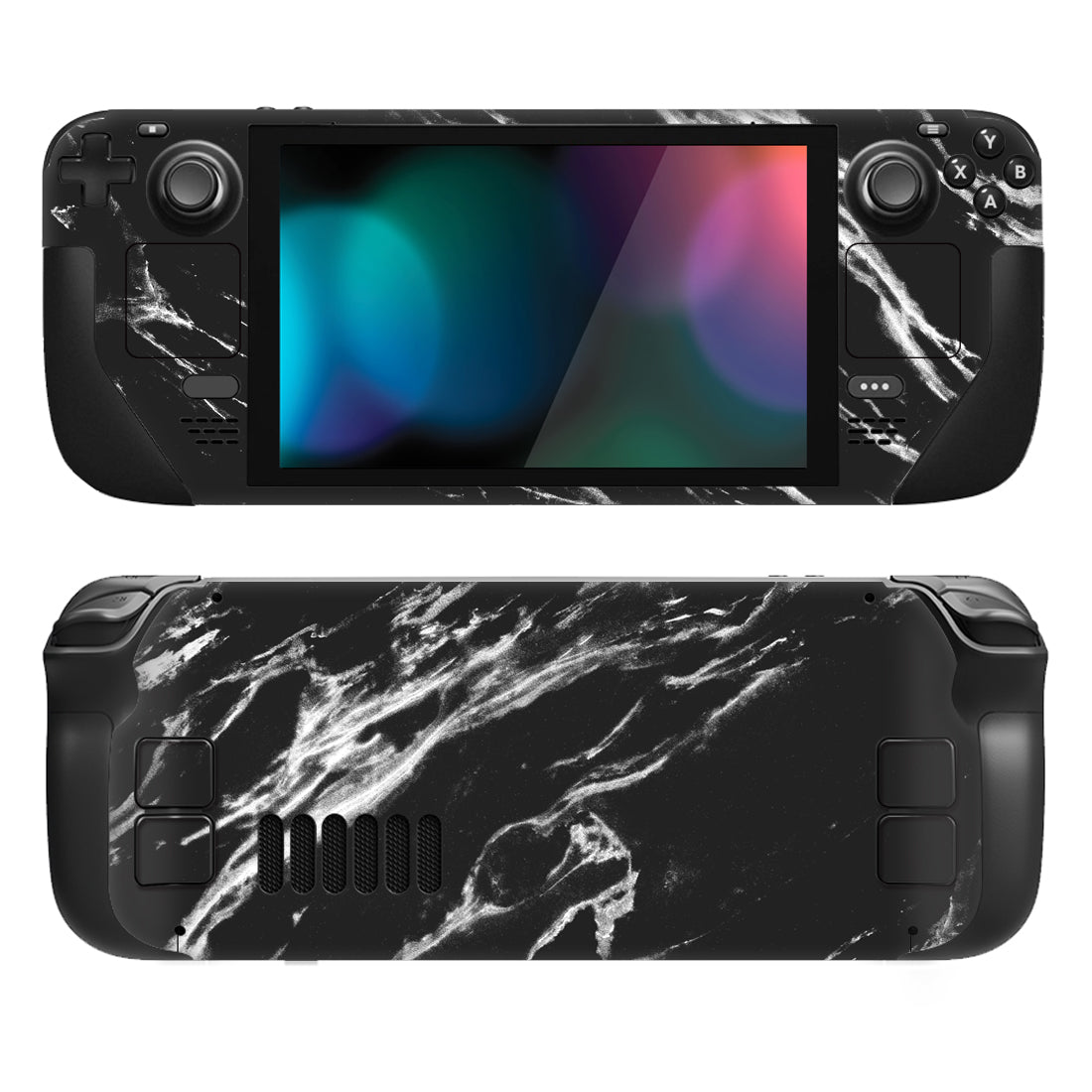 PlayVital Full Set Protective Skin Decal for Steam Deck, Custom Stickers Vinyl Cover for Steam Deck Handheld Gaming PC - Modern Black Marble - SDTM029 playvital