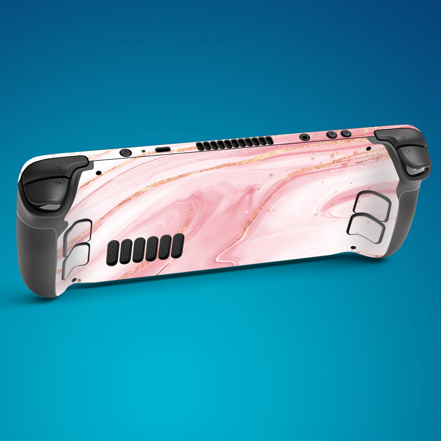 PlayVital Full Set Protective Skin Decal for Steam Deck, Custom Stickers Vinyl Cover for Steam Deck Handheld Gaming PC - Pink Gold Marble - SDTM031 playvital