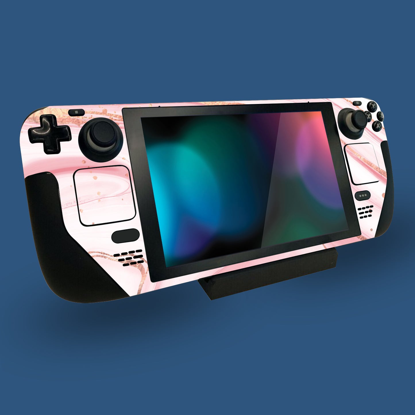PlayVital Full Set Protective Skin Decal for Steam Deck, Custom Stickers Vinyl Cover for Steam Deck Handheld Gaming PC - Pink Gold Marble - SDTM031 playvital