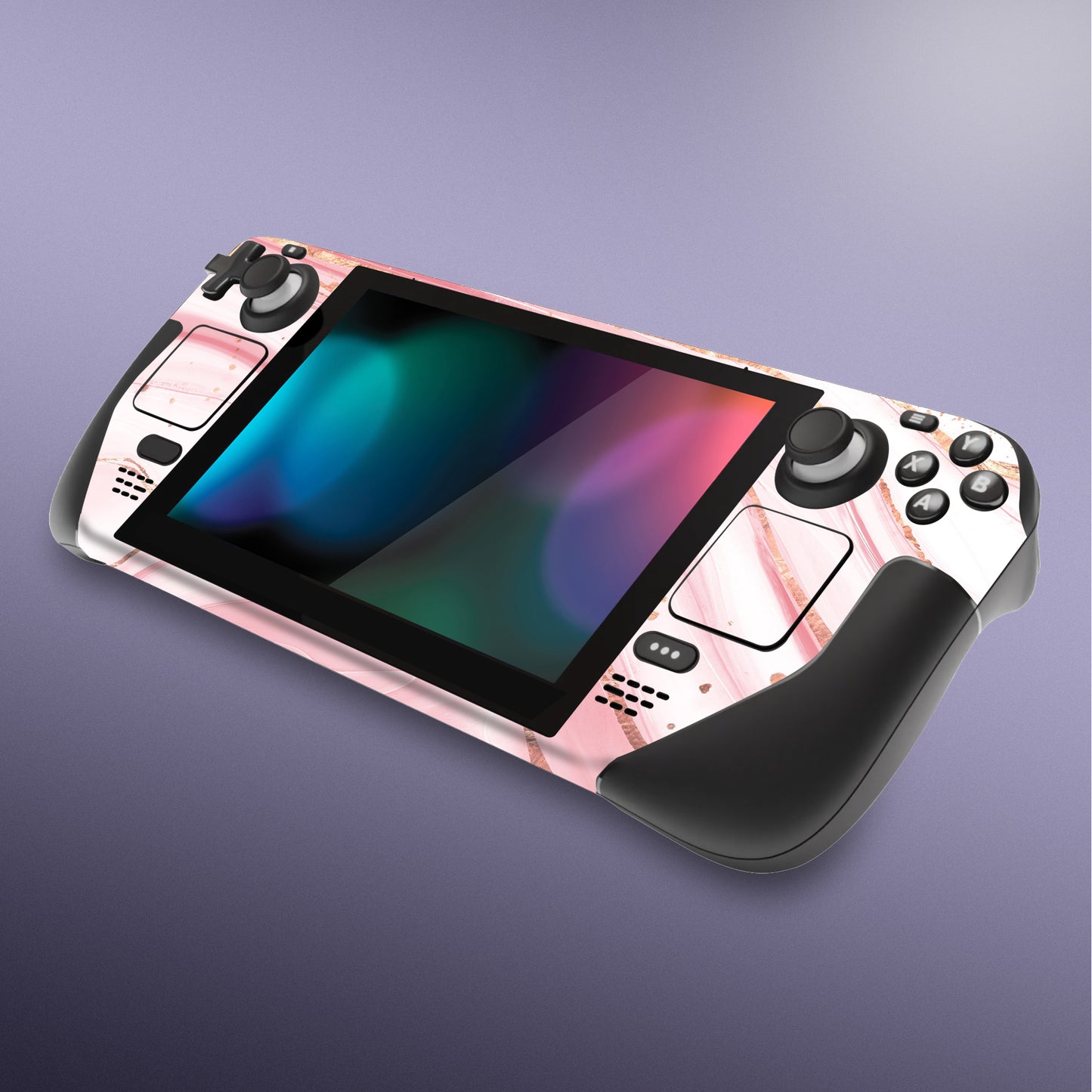 PlayVital Full Set Protective Skin Decal for Steam Deck, Custom Stickers Vinyl Cover for Steam Deck Handheld Gaming PC - Pink Gold Marble - SDTM031 playvital
