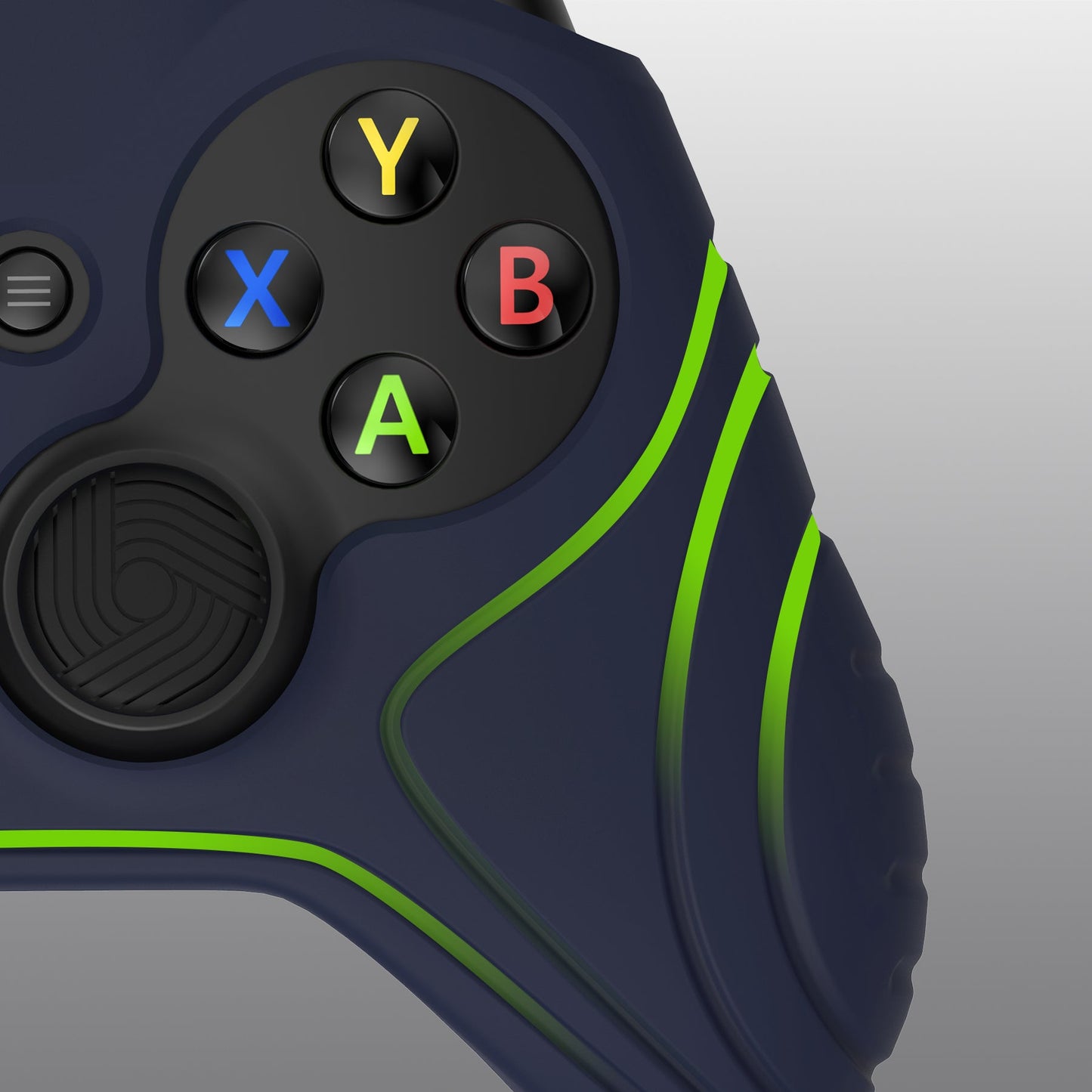 PlayVital Samurai Edition Midnight Blue Anti-Slip Controller Grip Silicone Skin for Xbox One X/S Controller, Ergonomic Soft Rubber Protective Case Cover for Xbox One S/X Controller with Black Thumb Stick Caps - XOQ036 playvital