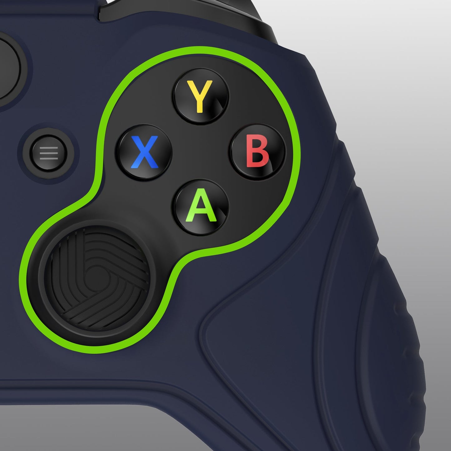 PlayVital Samurai Edition Midnight Blue Anti-Slip Controller Grip Silicone Skin for Xbox One X/S Controller, Ergonomic Soft Rubber Protective Case Cover for Xbox One S/X Controller with Black Thumb Stick Caps - XOQ036 playvital
