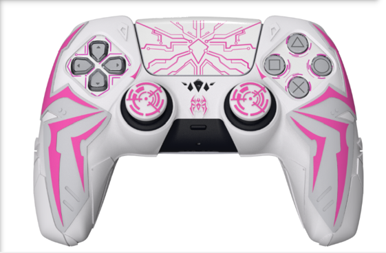 PlayVital Cyber Spider Design Silicone Cover with Thumb Grips for PS5 Controller, Compatible with Charging Dock - White & Pink - KBBPFP002 PlayVital