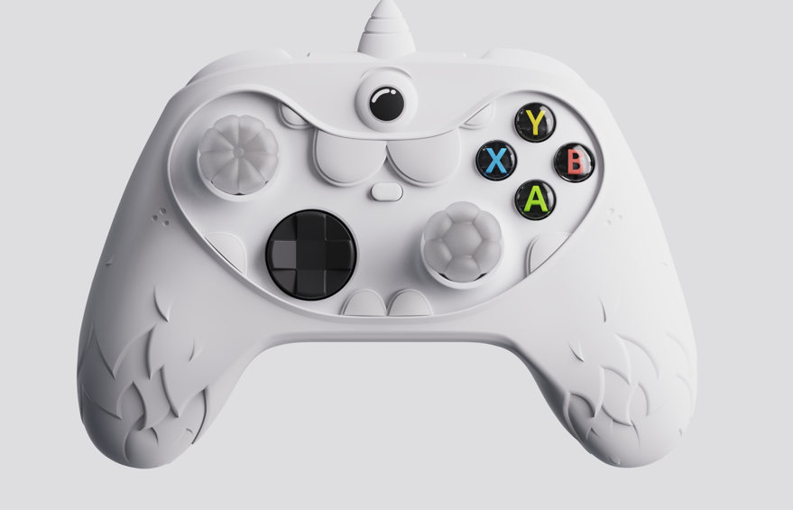 PlayVital MonoEye Monster Cute Silicone Cover with Thumb Grips Caps for Xbox Series X/S Controller - White - GTTX3P002 PlayVital