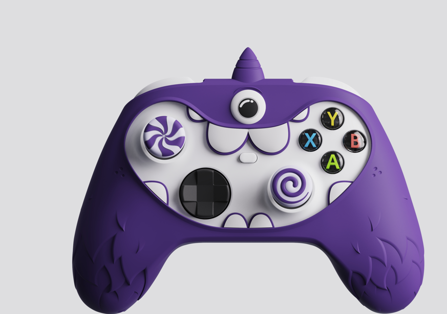 PlayVital MonoEye Monster Cute Silicone Cover with Thumb Grips Caps for Xbox Series X/S Controller - Purple - GTTX3P005 PlayVital