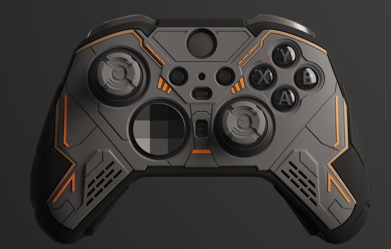 PlayVital Stellar Mecha Silicone Cover Skin with Thumb Grips for Xbox Elite Series 2 & Elite Series 2 Core Controller - Dark Gray & Black - HQWE2P001 PlayVital