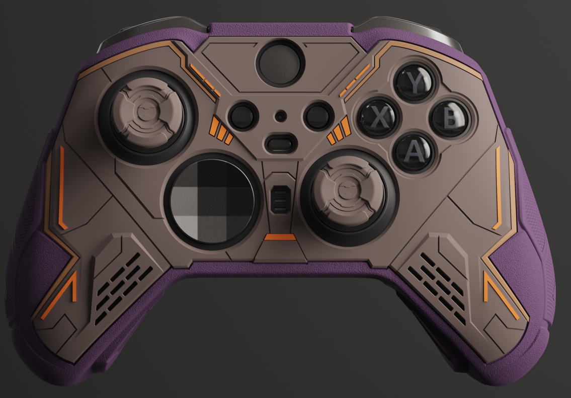 PlayVital Stellar Mecha Silicone Cover Skin with Thumb Grips for Xbox Elite Series 2 & Elite Series 2 Core Controller - Taupe & Purple - HQWE2P004 PlayVital