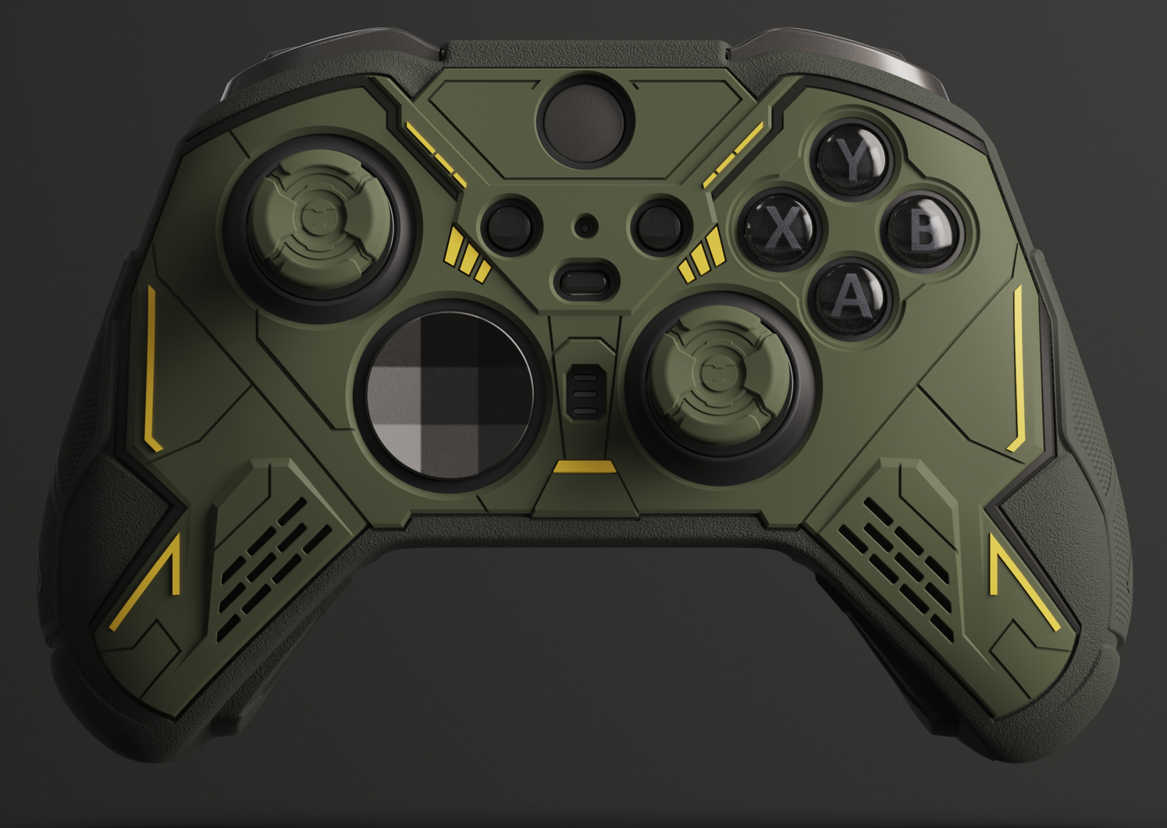 PlayVital Stellar Mecha Silicone Cover Skin with Thumb Grips for Xbox Elite Series 2 & Elite Series 2 Core Controller - Army & Rainforest Green - HQWE2P003 PlayVital