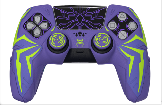 PlayVital Cyber Spider Design Silicone Cover with Thumb Grips for PS5 Controller, Compatible with Charging Dock - Purple & Green - KBBPFP004 PlayVital