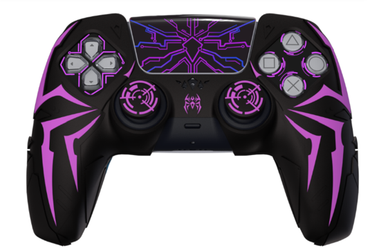 PlayVital Cyber Spider Design Silicone Cover with Thumb Grips for PS5 Controller, Compatible with Charging Dock - Black & Purple - KBBPFP001 PlayVital