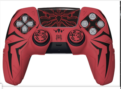 PlayVital Cyber Spider Design Silicone Cover with Thumb Grips for PS5 Controller, Compatible with Charging Dock - Red & Black - KBBPFP003 PlayVital