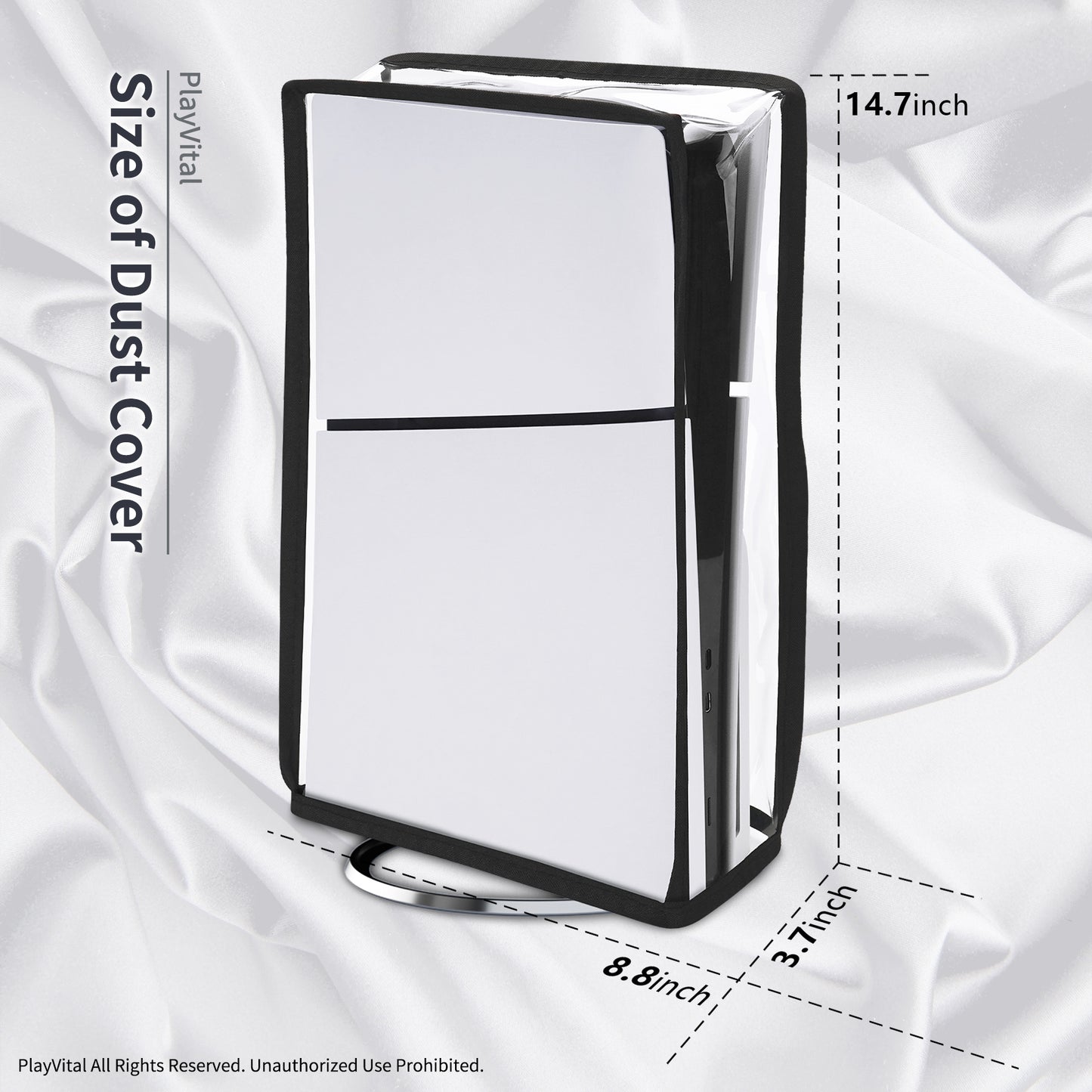 PlayVital Vertical Dust Cover for ps5 Slim Disc Edition(The New Smaller Design), Transparent Dust Proof Protector Waterproof Cover Sleeve for ps5 Slim Console - BMYPFM003 PlayVital