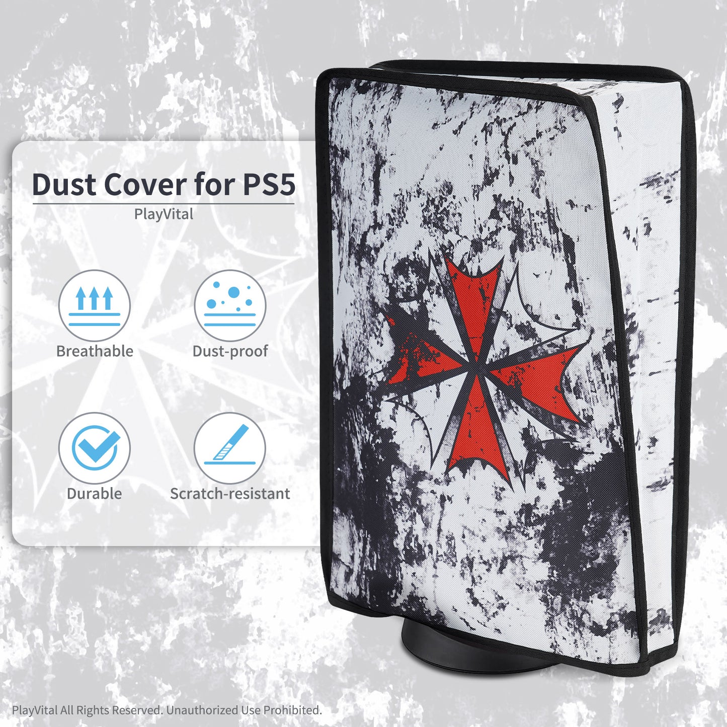 PlayVital Biohazard Anti Scratch Waterproof Dust Cover for ps5 Console Digital Edition & Disc Edition - PFPJ138 PlayVital