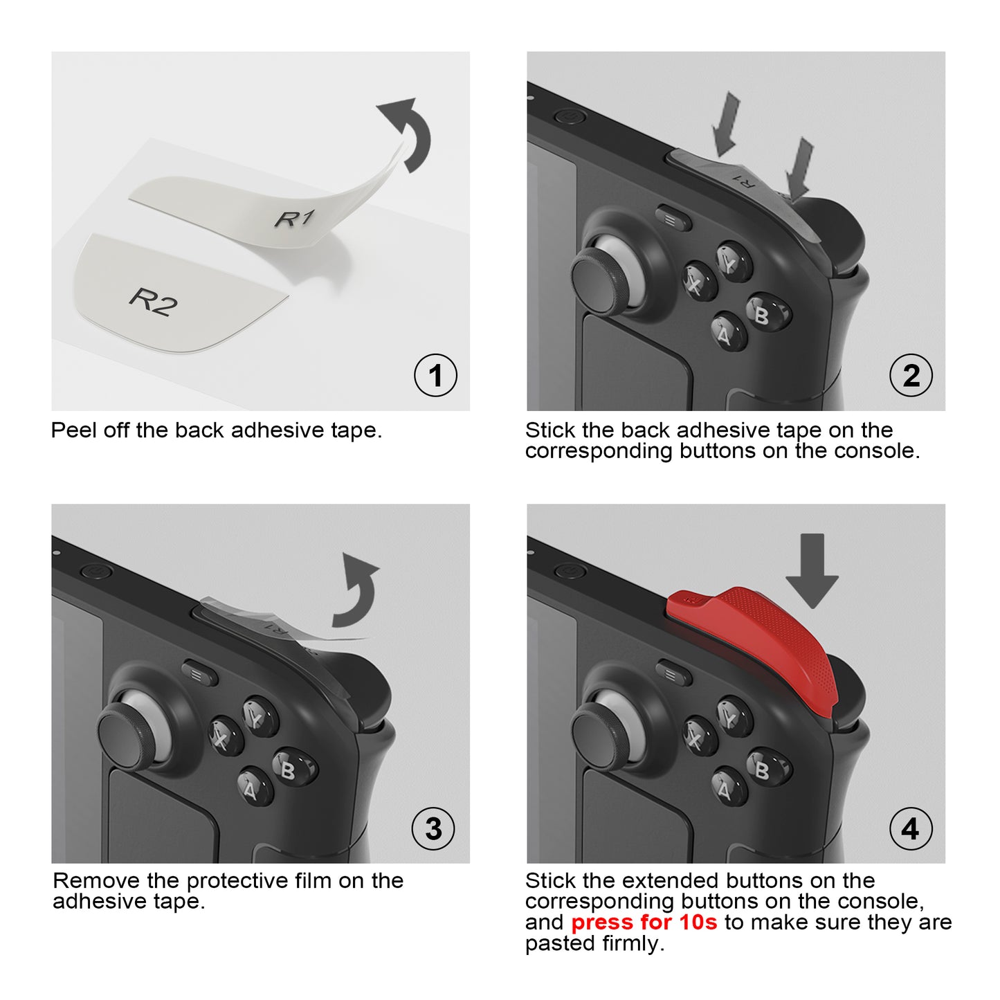 PlayVital LR INCREASER Shoulder Buttons Trigger Enhancement Set for Steam Deck - Passion Red - DJMSDJ004 PlayVital