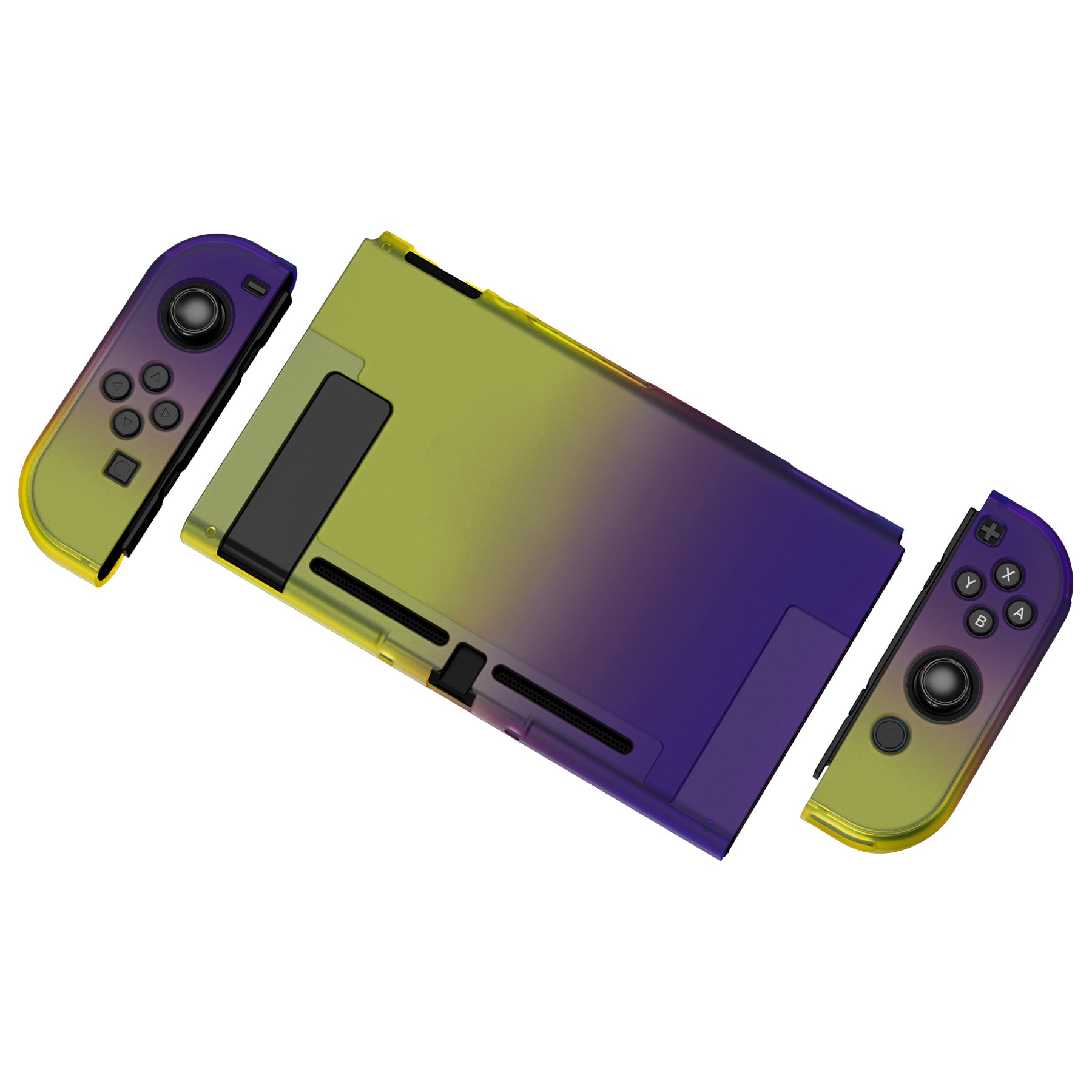 PlayVital Gradient Purple Yellow Back Cover for Nintendo Switch Console, NS Joycon Handheld Controller Separable Protector Hard Shell, Soft Touch Customized Dockable Protective Case for Nintendo Switch - NTP346 PlayVital