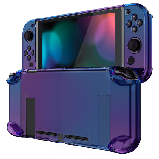 PlayVital Gradient Translucent Bluebell Back Cover for Nintendo Switch Console, NS Joycon Handheld Controller Separable Protector Hard Shell, Soft Touch Customized Dockable Protective Case for Nintendo Switch - NTP347 PlayVital
