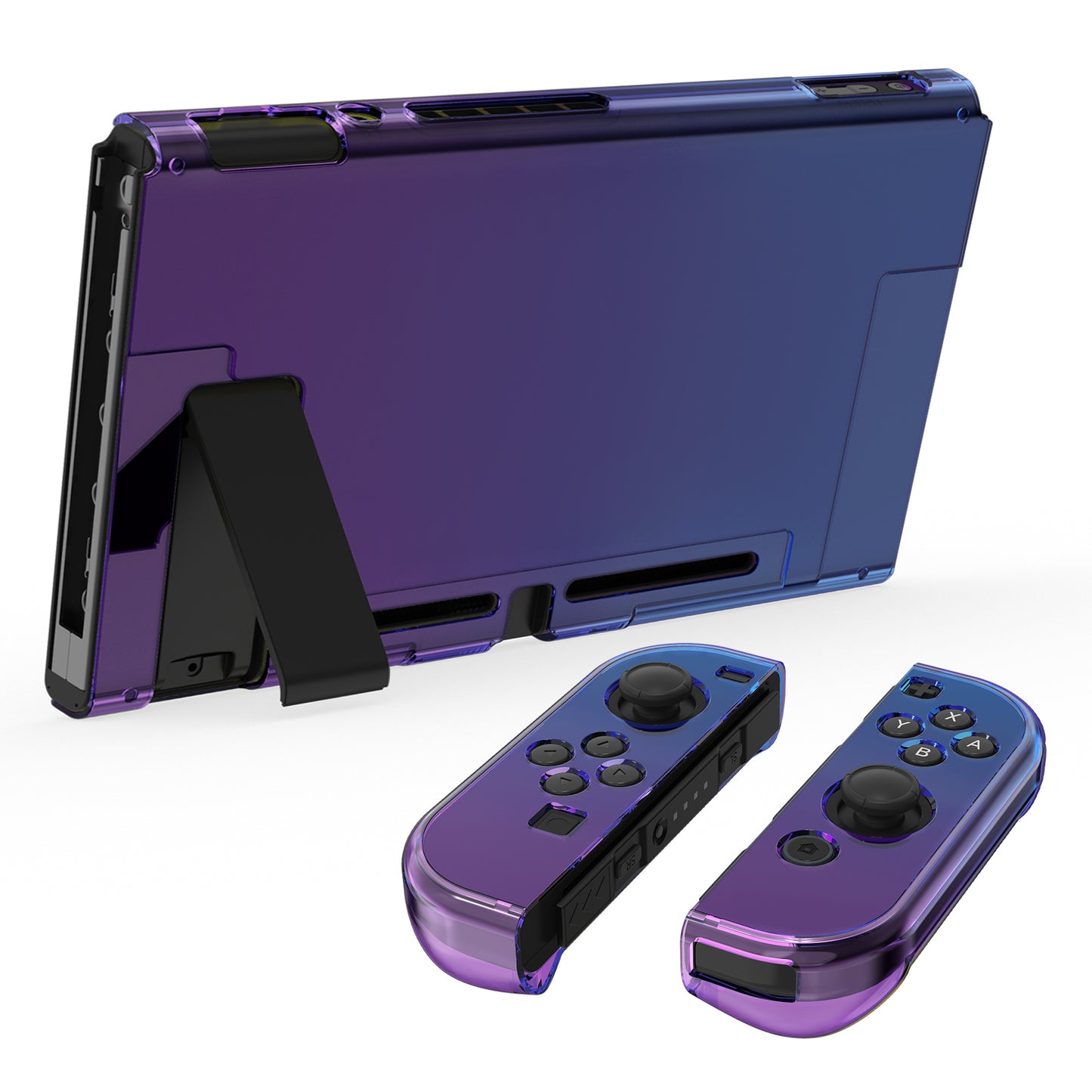 PlayVital Gradient Translucent Bluebell Back Cover for Nintendo Switch Console, NS Joycon Handheld Controller Separable Protector Hard Shell, Soft Touch Customized Dockable Protective Case for Nintendo Switch - NTP347 PlayVital