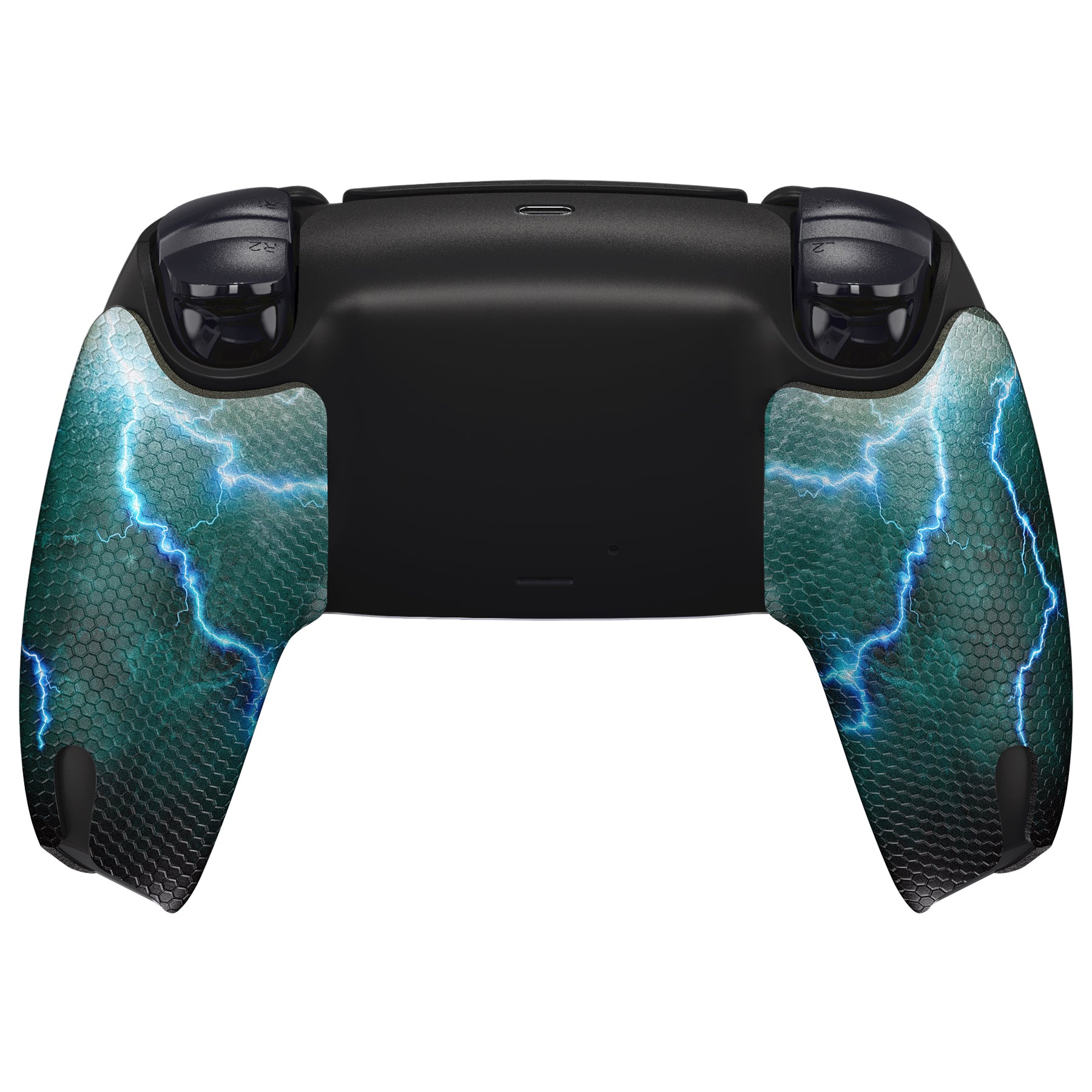PlayVital Green Storm Thunder Anti-Skid Sweat-Absorbent Controller Grip for PS5 Controller, Professional Textured Soft Rubber Pads Handle Grips for PS5 Controller - PFPJ128 PlayVital