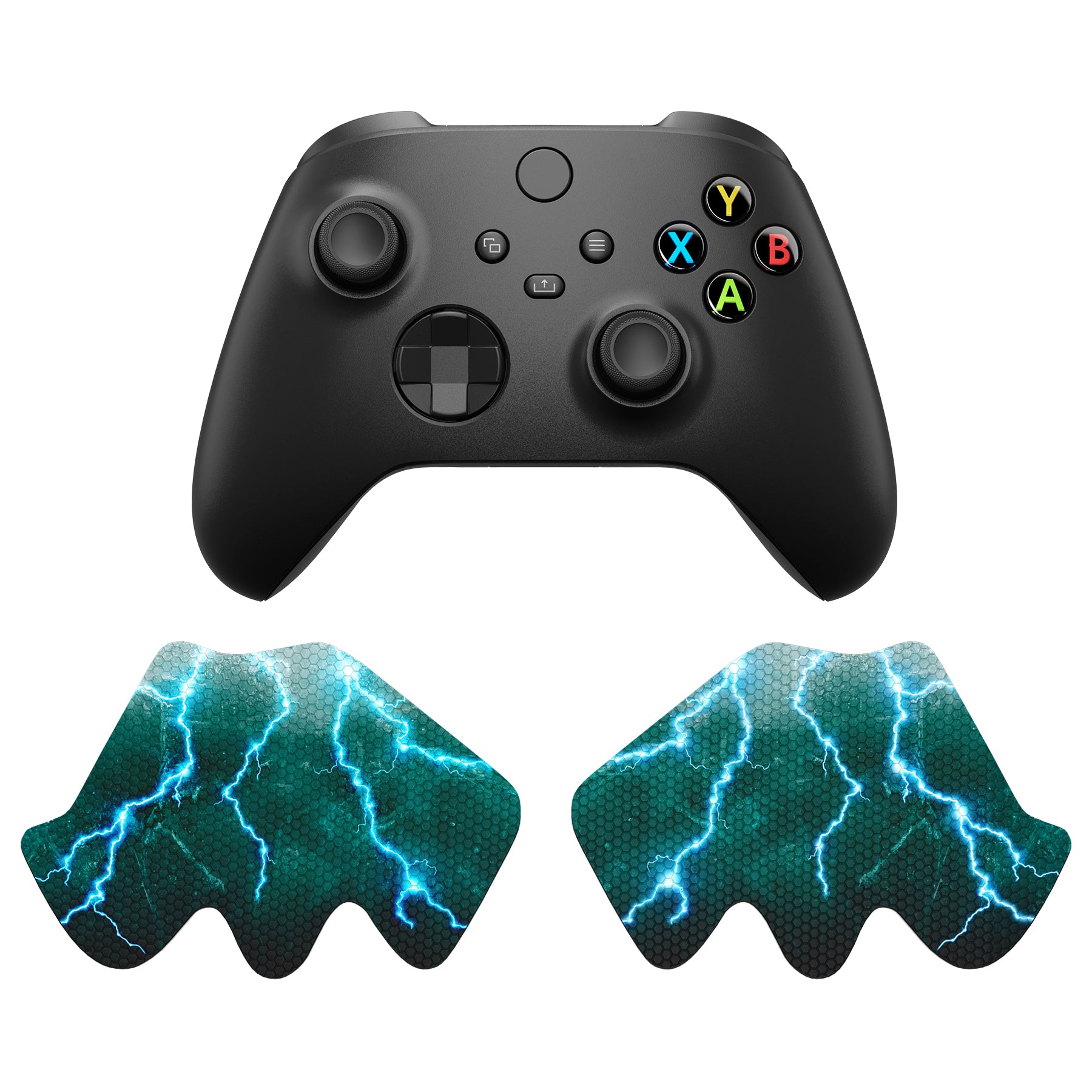 PlayVital Anti-Skid Sweat-Absorbent Controller Grip for Xbox Series X/S Controller, Professional Textured Soft Rubber Pads Handle Grips for Xbox Core Wireless Controller - Green Storm Thunder - X3PJ047 PlayVital