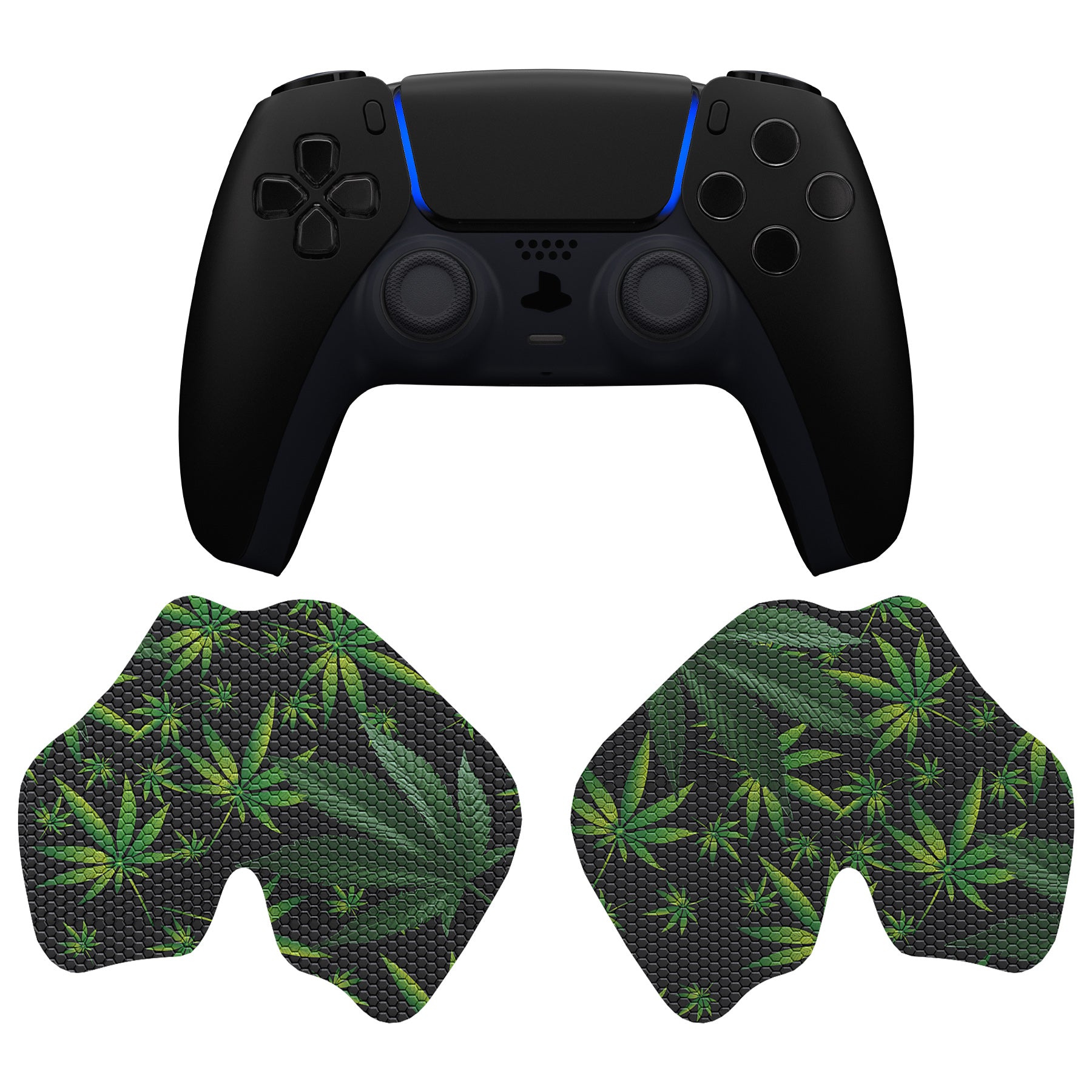 PlayVital Green Weeds Anti-Skid Sweat-Absorbent Controller Grip for PS5 Controller, Professional Textured Soft Rubber Pads Handle Grips for PS5 Controller - PFPJ135 PlayVital