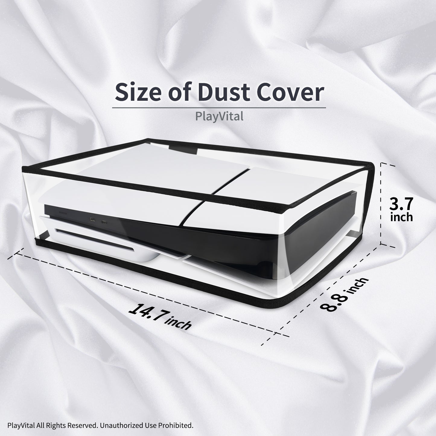 PlayVital Horizontal Dust Cover for ps5 Slim Disc Edition(The New Smaller Design), Transparent Dust Proof Protector Waterproof Cover Sleeve for ps5 Slim Console - HUYPFM003 PlayVital